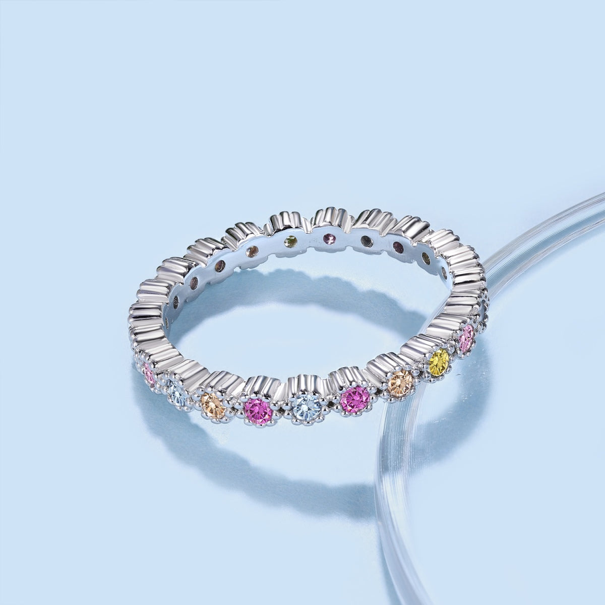 [AuraEcho]Unique Scintillating Round Cut Daily Ring