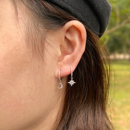 [AuraEcho]Star and Moon Asymmetric Earrings