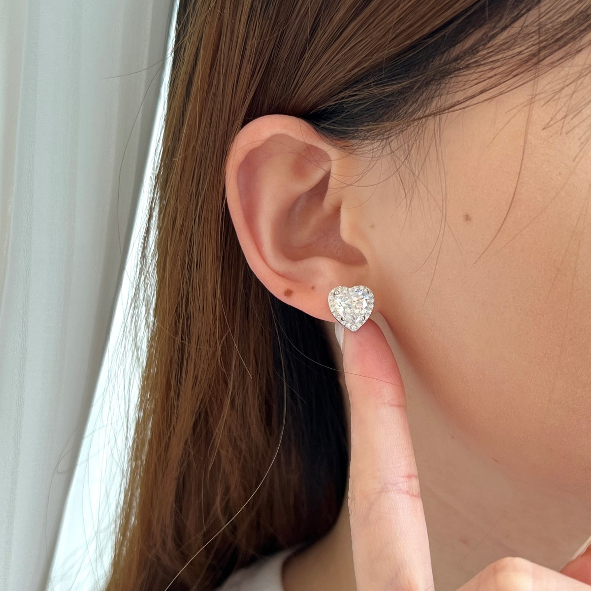 [AuraEcho]Sparkling Heart Shape Lover Earrings
