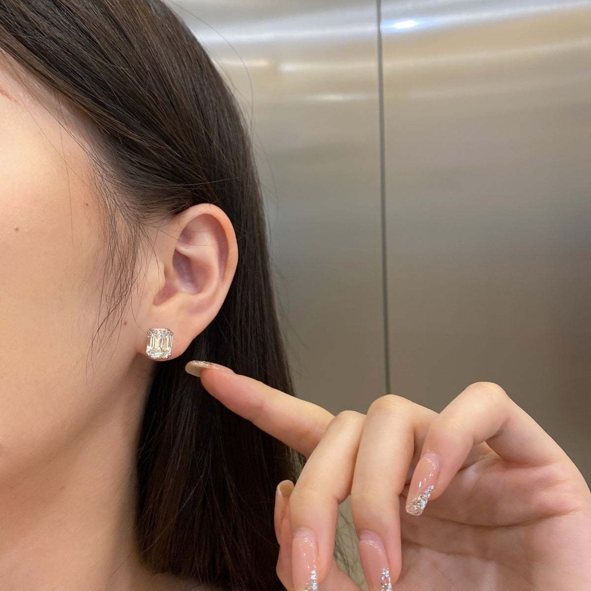 [AuraEcho]Dazzling Square Shape Earrings