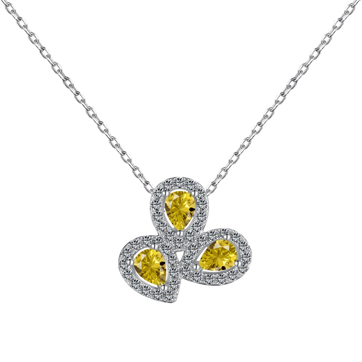 [AuraEcho]Elegant Flower Shape Pear Cut Necklace