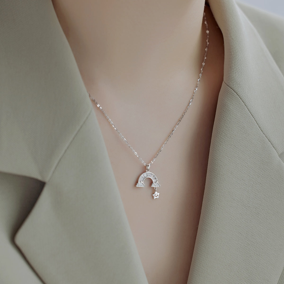 [AuraEcho]Unique Rainbow Star Necklace