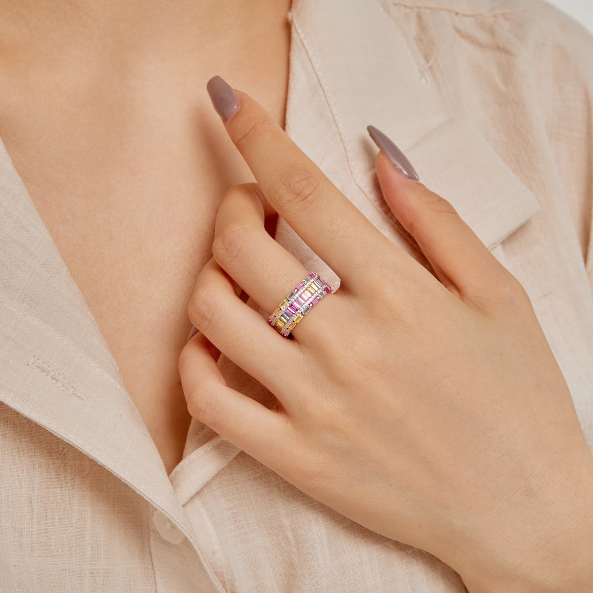 [AuraEcho]Dazzling Colorful Radiant Cut Party Ring