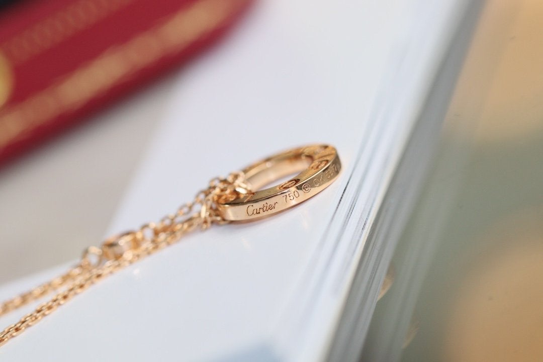 [AuraEcho]LOVE NECKLACE ADJUSTABLE ROSE GOLD 2 DIAMOND