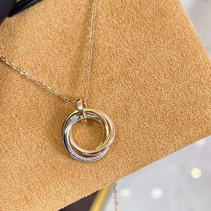 [AuraEcho]TRINITY NECKLACE SILVER GOLD PINK GOLD DIAMONDS