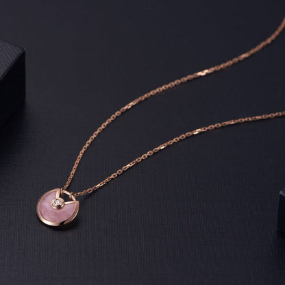 [AuraEcho]AMULETTE ROSE GOLD PINK MOP NECKLACE