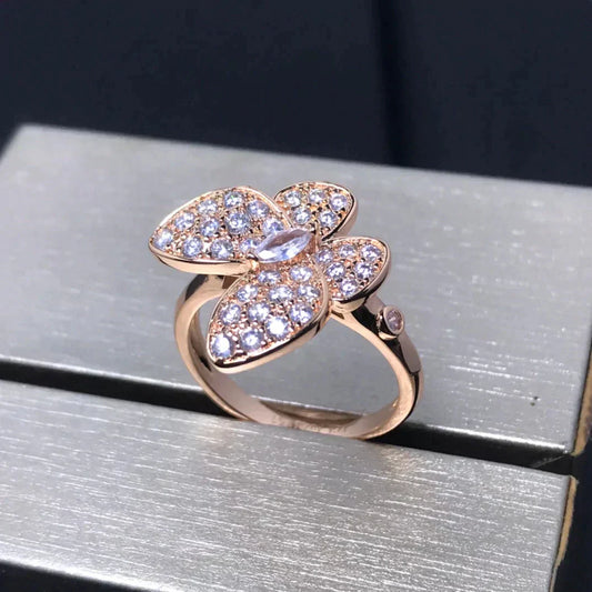 [AuraEcho]BUTTERFLY PINK GOLD DIAMOND RING