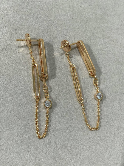 [AuraEcho]CHAINE CHAOS DIAMOND DROP EARRINGS