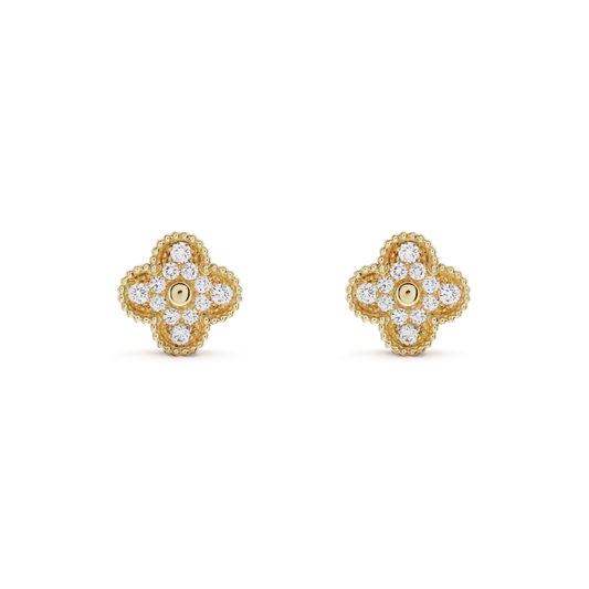 [AuraEcho]CLOVER MEDIUM 1 MOTIFS FUll DIAMOND EARRINGS