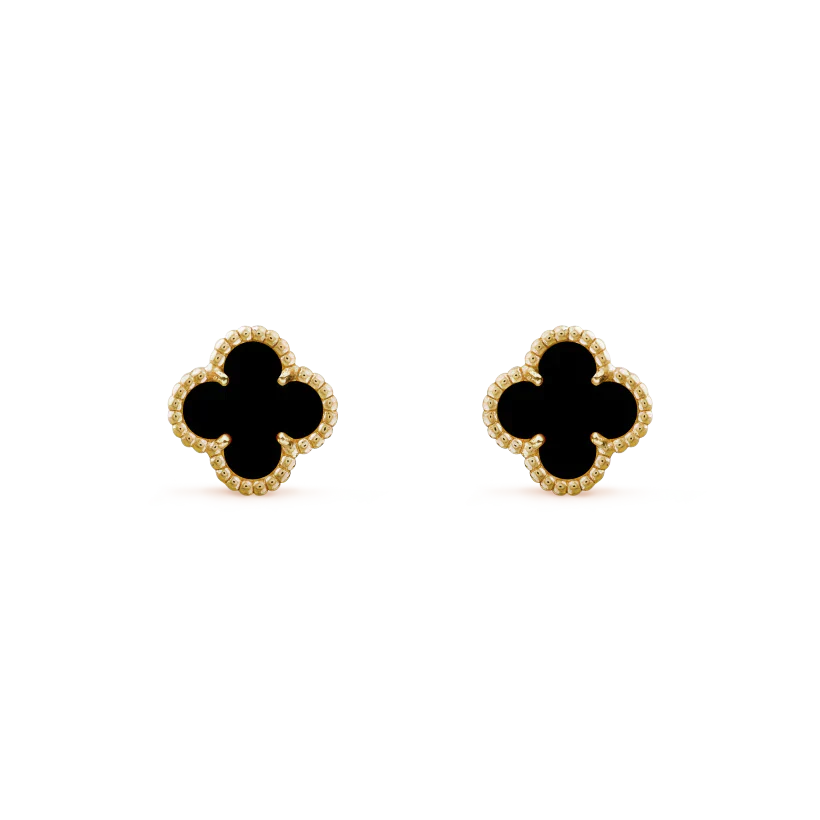 [AuraEcho]CLOVER MINI 9.5MM BLACK MOP EARRINGS