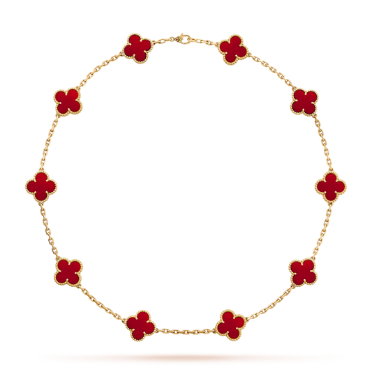 [AuraEcho]CLOVER 10 MOTIFS CARNELIAN NECKLACE