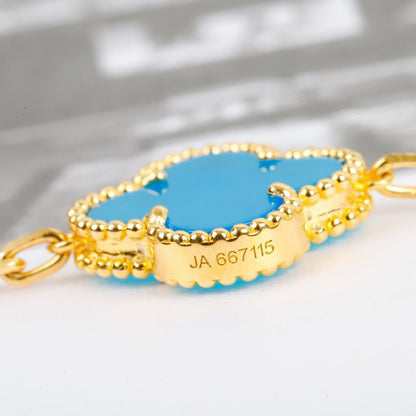 [AuraEcho]CLOVER 5 MOTIFS TURQUOISE BRACELET