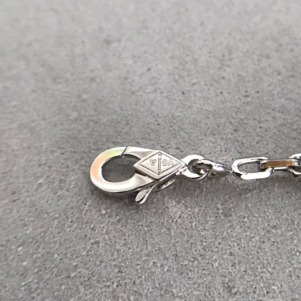 [AuraEcho]CLOVER 5 MOTIF ONYXS DIAMOND BRACELET SILVER