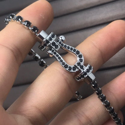 [AuraEcho]FORCE  LARGE HORSESHOE FULL DIAMOND TENNIS BRACELET