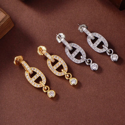 [AuraEcho]HM CHAINE DIAMOND EARRINGS
