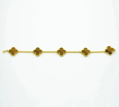 [AuraEcho]CLOVER  5 MOTIFS TIGER EYE BRACELET