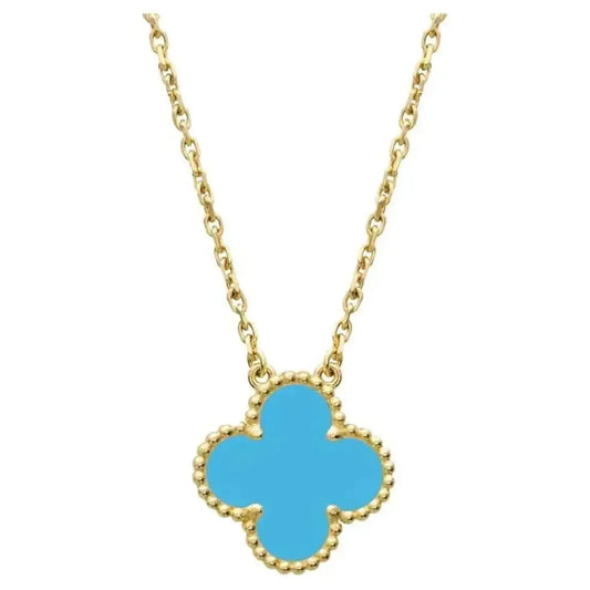 [AuraEcho]CLOVER 15MM VINTAGE TURQUOISE NECKLACE