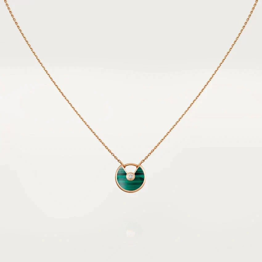 [AuraEcho]AMULETTE ROSE GOLD MALACHITE NECKLACE