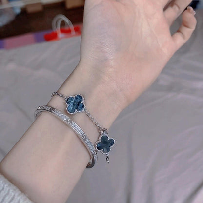 [AuraEcho]CLOVER 5 MOTIF PIETERSITE SILVER BRACELET