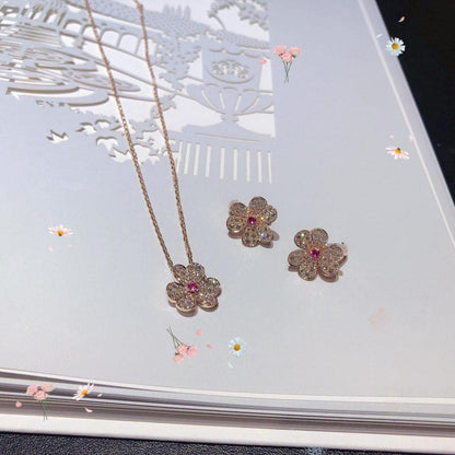 [AuraEcho]FRIVOLE ROSE GOLD FLOWER DIAMOND NECKLACE