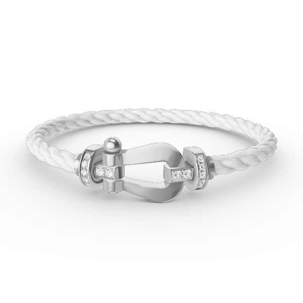 [AuraEcho]FORCE LARGE HORSESHOE HALF DIAMOND BRACELET SILVER