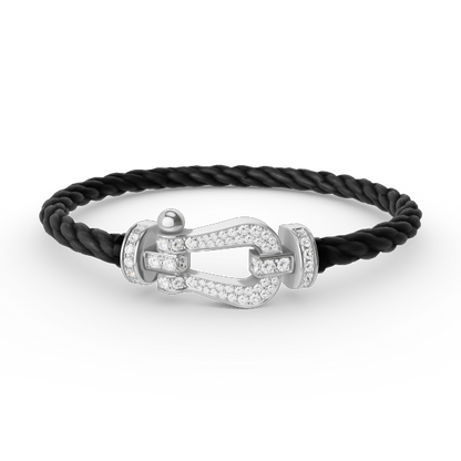 [AuraEcho]FORCE LARGE HORSESHOE FULL DIAMOND BRACELET SILVER